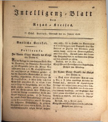 Intelligenzblatt des Rezat-Kreises (Ansbacher Intelligenz-Zeitung)