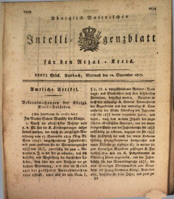 Königlich Bayerisches Intelligenzblatt für den Rezat-Kreis (Ansbacher Intelligenz-Zeitung) Mittwoch 10. September 1817
