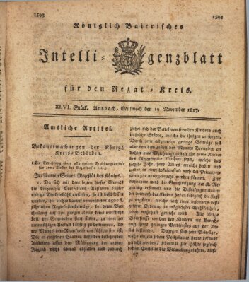 Königlich Bayerisches Intelligenzblatt für den Rezat-Kreis (Ansbacher Intelligenz-Zeitung) Mittwoch 19. November 1817