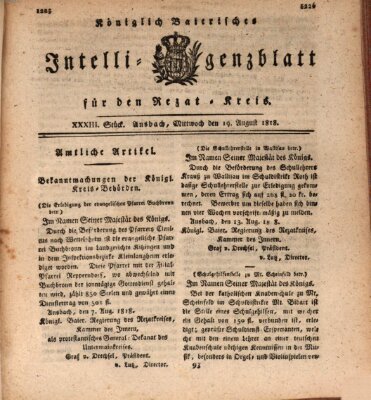 Königlich Bayerisches Intelligenzblatt für den Rezat-Kreis (Ansbacher Intelligenz-Zeitung) Mittwoch 19. August 1818