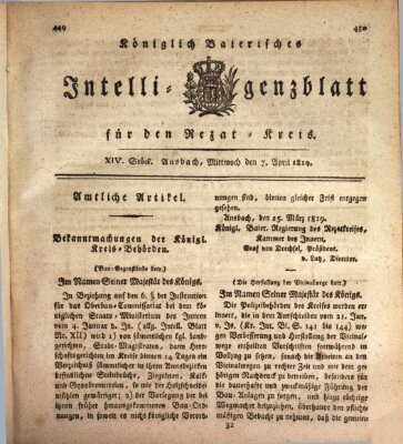 Königlich Bayerisches Intelligenzblatt für den Rezat-Kreis (Ansbacher Intelligenz-Zeitung) Mittwoch 7. April 1819