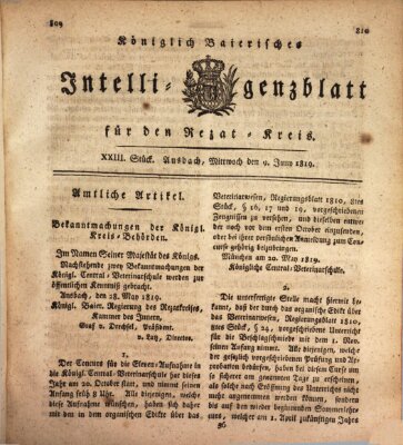 Königlich Bayerisches Intelligenzblatt für den Rezat-Kreis (Ansbacher Intelligenz-Zeitung) Mittwoch 9. Juni 1819