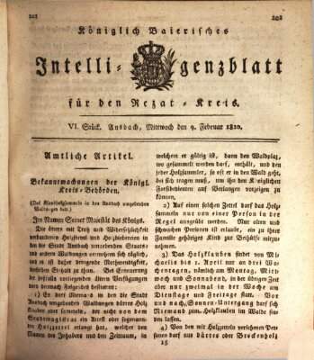 Königlich Bayerisches Intelligenzblatt für den Rezat-Kreis (Ansbacher Intelligenz-Zeitung) Mittwoch 9. Februar 1820