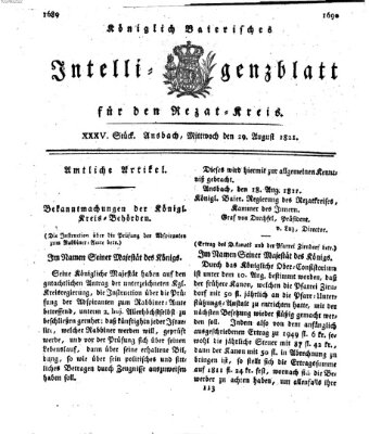 Königlich Bayerisches Intelligenzblatt für den Rezat-Kreis (Ansbacher Intelligenz-Zeitung) Mittwoch 29. August 1821