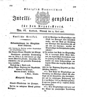 Königlich Bayerisches Intelligenzblatt für den Rezat-Kreis (Ansbacher Intelligenz-Zeitung) Mittwoch 19. April 1826