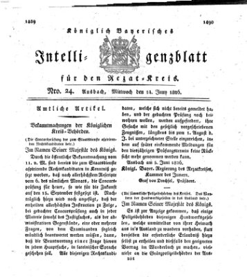 Königlich Bayerisches Intelligenzblatt für den Rezat-Kreis (Ansbacher Intelligenz-Zeitung) Mittwoch 14. Juni 1826