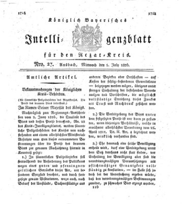 Königlich Bayerisches Intelligenzblatt für den Rezat-Kreis (Ansbacher Intelligenz-Zeitung) Mittwoch 5. Juli 1826