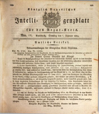 Königlich Bayerisches Intelligenzblatt für den Rezat-Kreis (Ansbacher Intelligenz-Zeitung) Samstag 7. Februar 1829