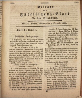 Königlich Bayerisches Intelligenzblatt für den Rezat-Kreis (Ansbacher Intelligenz-Zeitung) Mittwoch 9. September 1829