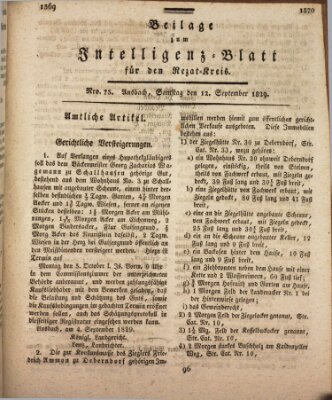 Königlich Bayerisches Intelligenzblatt für den Rezat-Kreis (Ansbacher Intelligenz-Zeitung) Samstag 12. September 1829
