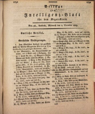 Königlich Bayerisches Intelligenzblatt für den Rezat-Kreis (Ansbacher Intelligenz-Zeitung) Mittwoch 2. Dezember 1829