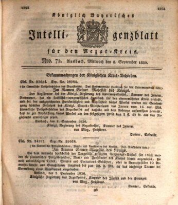 Königlich Bayerisches Intelligenzblatt für den Rezat-Kreis (Ansbacher Intelligenz-Zeitung) Mittwoch 8. September 1830