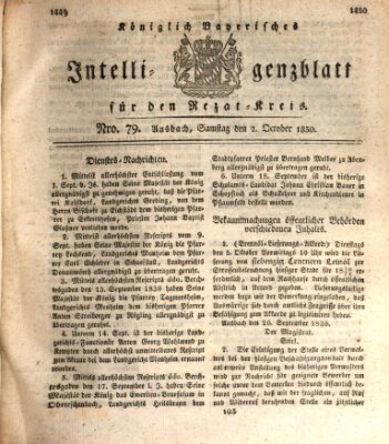 Königlich Bayerisches Intelligenzblatt für den Rezat-Kreis (Ansbacher Intelligenz-Zeitung) Samstag 2. Oktober 1830