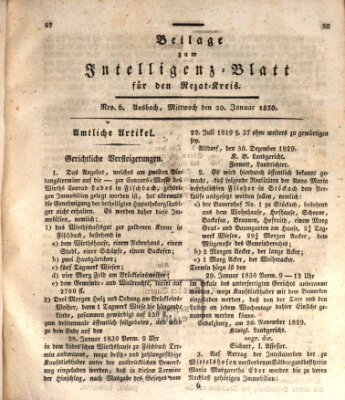 Königlich Bayerisches Intelligenzblatt für den Rezat-Kreis (Ansbacher Intelligenz-Zeitung) Mittwoch 20. Januar 1830