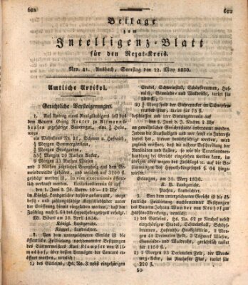 Königlich Bayerisches Intelligenzblatt für den Rezat-Kreis (Ansbacher Intelligenz-Zeitung) Samstag 22. Mai 1830