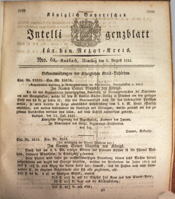 Königlich Bayerisches Intelligenzblatt für den Rezat-Kreis (Ansbacher Intelligenz-Zeitung) Samstag 6. August 1831