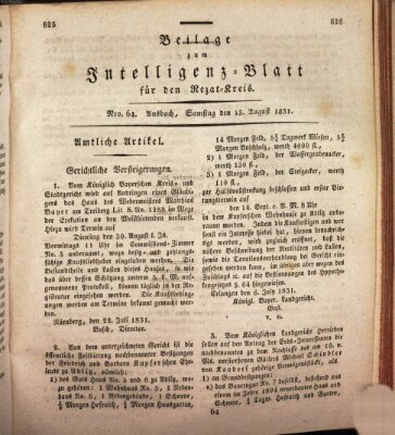 Königlich Bayerisches Intelligenzblatt für den Rezat-Kreis (Ansbacher Intelligenz-Zeitung) Samstag 13. August 1831