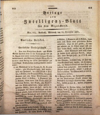 Königlich Bayerisches Intelligenzblatt für den Rezat-Kreis (Ansbacher Intelligenz-Zeitung) Mittwoch 21. Dezember 1831