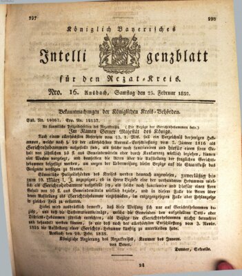 Königlich Bayerisches Intelligenzblatt für den Rezat-Kreis (Ansbacher Intelligenz-Zeitung) Samstag 25. Februar 1832