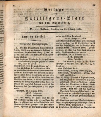 Königlich Bayerisches Intelligenzblatt für den Rezat-Kreis (Ansbacher Intelligenz-Zeitung) Samstag 11. Februar 1832