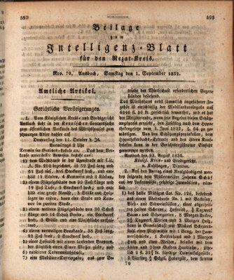 Königlich Bayerisches Intelligenzblatt für den Rezat-Kreis (Ansbacher Intelligenz-Zeitung) Samstag 1. September 1832