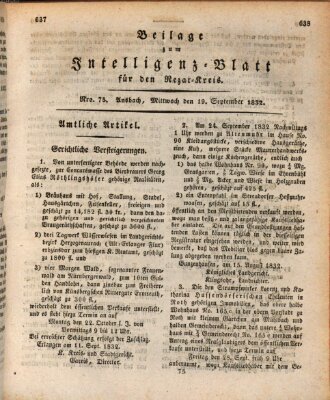 Königlich Bayerisches Intelligenzblatt für den Rezat-Kreis (Ansbacher Intelligenz-Zeitung) Mittwoch 19. September 1832