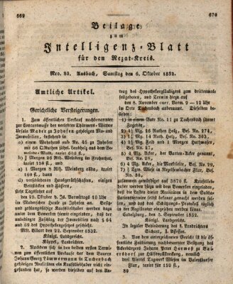 Königlich Bayerisches Intelligenzblatt für den Rezat-Kreis (Ansbacher Intelligenz-Zeitung) Samstag 6. Oktober 1832