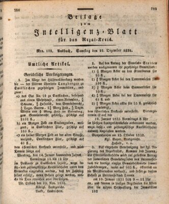 Königlich Bayerisches Intelligenzblatt für den Rezat-Kreis (Ansbacher Intelligenz-Zeitung) Samstag 22. Dezember 1832
