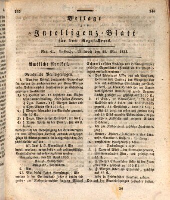 Königlich Bayerisches Intelligenzblatt für den Rezat-Kreis (Ansbacher Intelligenz-Zeitung) Mittwoch 22. Mai 1833