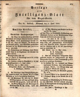Königlich Bayerisches Intelligenzblatt für den Rezat-Kreis (Ansbacher Intelligenz-Zeitung) Mittwoch 5. Juni 1833