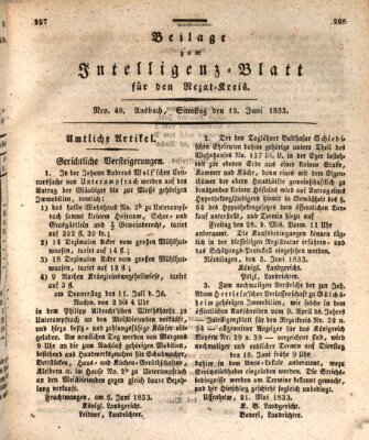 Königlich Bayerisches Intelligenzblatt für den Rezat-Kreis (Ansbacher Intelligenz-Zeitung) Samstag 15. Juni 1833