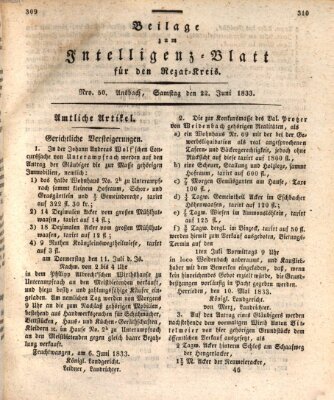 Königlich Bayerisches Intelligenzblatt für den Rezat-Kreis (Ansbacher Intelligenz-Zeitung) Samstag 22. Juni 1833
