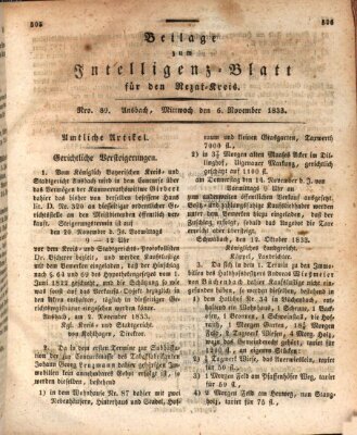 Königlich Bayerisches Intelligenzblatt für den Rezat-Kreis (Ansbacher Intelligenz-Zeitung) Mittwoch 6. November 1833