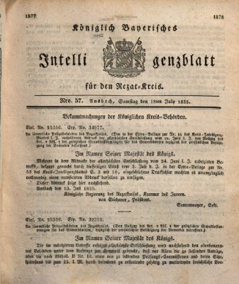 Königlich Bayerisches Intelligenzblatt für den Rezat-Kreis (Ansbacher Intelligenz-Zeitung) Samstag 18. Juli 1835