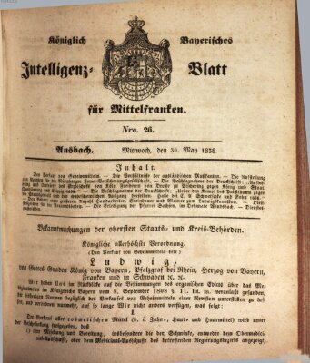 Königlich Bayerisches Intelligenzblatt für Mittelfranken (Ansbacher Intelligenz-Zeitung) Mittwoch 30. Mai 1838
