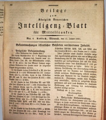 Königlich Bayerisches Intelligenzblatt für Mittelfranken (Ansbacher Intelligenz-Zeitung)