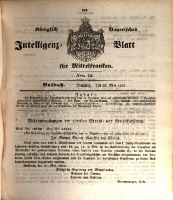 Königlich Bayerisches Intelligenzblatt für Mittelfranken (Ansbacher Intelligenz-Zeitung) Samstag 28. Mai 1842