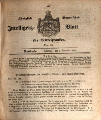 Königlich Bayerisches Intelligenzblatt für Mittelfranken (Ansbacher Intelligenz-Zeitung) Samstag 5. November 1842
