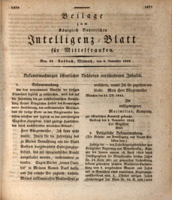 Königlich Bayerisches Intelligenzblatt für Mittelfranken (Ansbacher Intelligenz-Zeitung) Mittwoch 9. November 1842