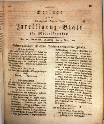 Königlich Bayerisches Intelligenzblatt für Mittelfranken (Ansbacher Intelligenz-Zeitung) Samstag 9. März 1844