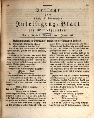 Königlich Bayerisches Intelligenzblatt für Mittelfranken (Ansbacher Intelligenz-Zeitung) Mittwoch 7. Januar 1846