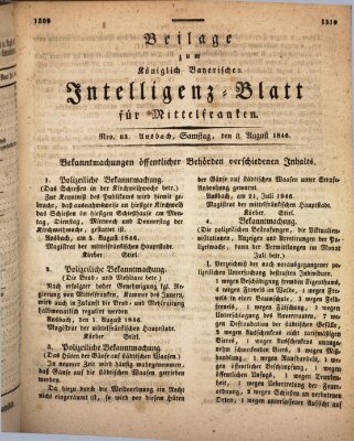Königlich Bayerisches Intelligenzblatt für Mittelfranken (Ansbacher Intelligenz-Zeitung) Samstag 8. August 1846