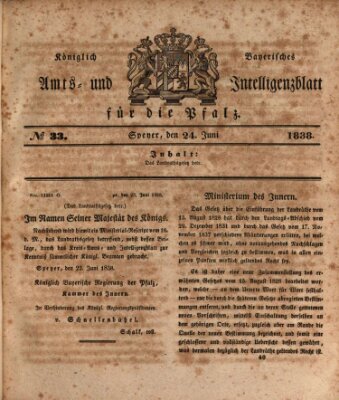 Königlich bayerisches Amts- und Intelligenzblatt für die Pfalz Sonntag 24. Juni 1838
