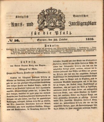 Königlich bayerisches Amts- und Intelligenzblatt für die Pfalz Dienstag 30. Oktober 1838