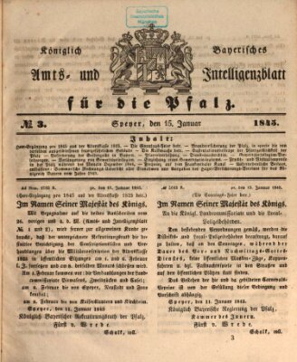 Königlich bayerisches Amts- und Intelligenzblatt für die Pfalz Mittwoch 15. Januar 1845