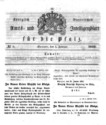 Königlich bayerisches Amts- und Intelligenzblatt für die Pfalz Freitag 6. Februar 1852