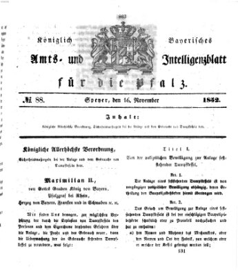 Königlich bayerisches Amts- und Intelligenzblatt für die Pfalz Dienstag 16. November 1852