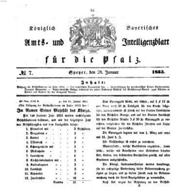 Königlich bayerisches Amts- und Intelligenzblatt für die Pfalz Freitag 28. Januar 1853