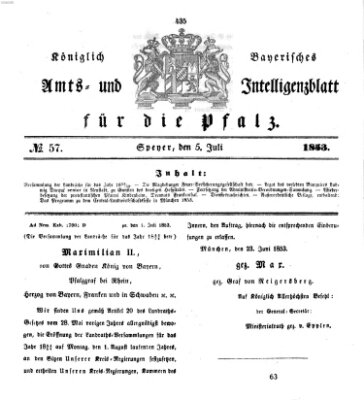 Königlich bayerisches Amts- und Intelligenzblatt für die Pfalz Dienstag 5. Juli 1853