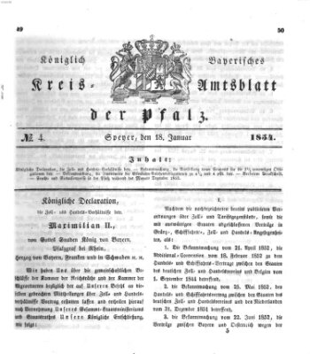 Königlich-bayerisches Kreis-Amtsblatt der Pfalz (Königlich bayerisches Amts- und Intelligenzblatt für die Pfalz) Mittwoch 18. Januar 1854